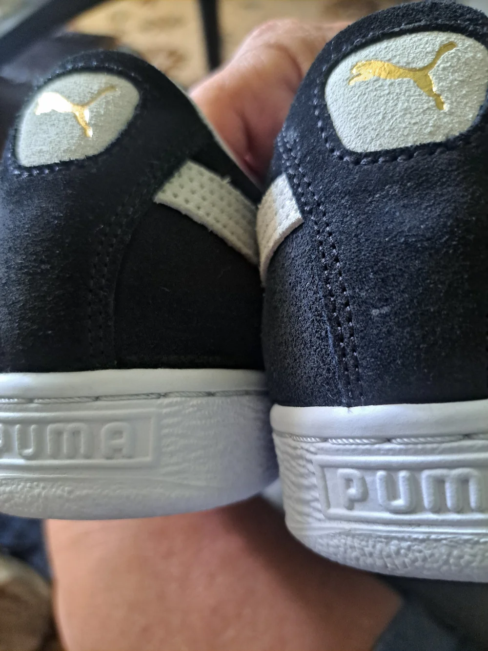 New Condition Puma Men’s Black Suede Low-Top Sneakers with White Trim